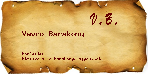 Vavro Barakony névjegykártya
